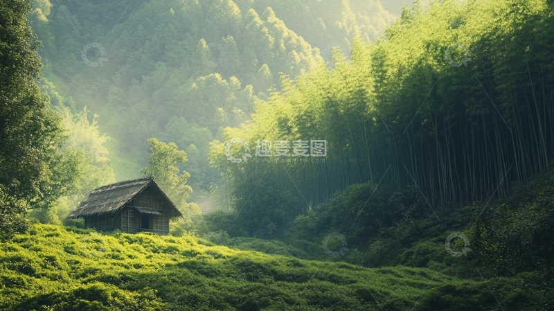高清大图下载【趣麦麦图】竹林深处人家
