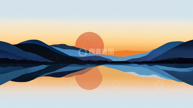 高清大图下载【趣麦麦图】中式山水日出26