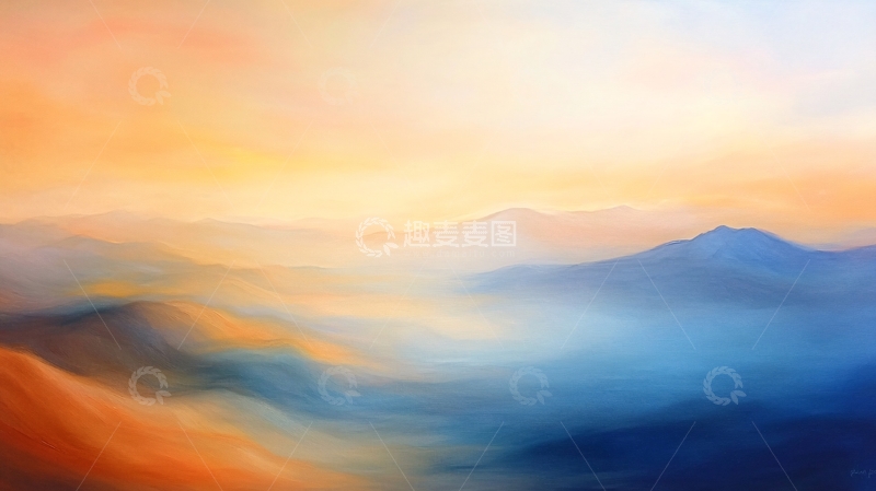 高清大图下载【趣麦麦图】沙漠夕照沙丘远山