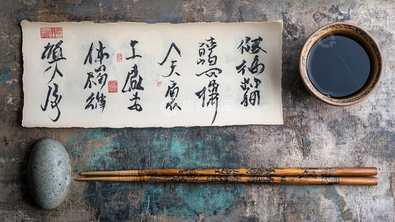 高清大图下载【趣麦麦图】毛笔一琴一鹤