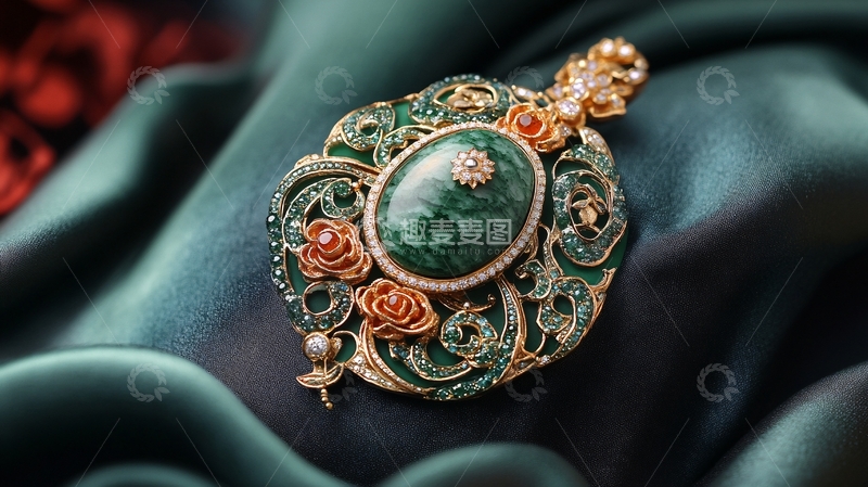 高清大图下载【趣麦麦图】翡翠胸针