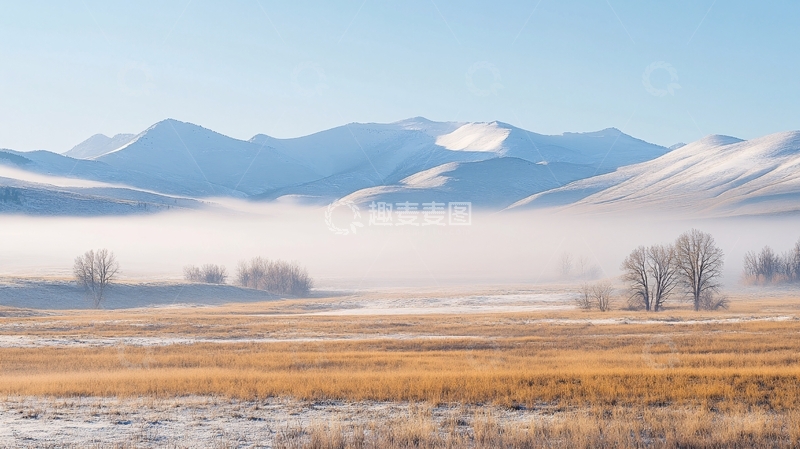 高清大图下载【趣麦麦图】雪原晨雾
