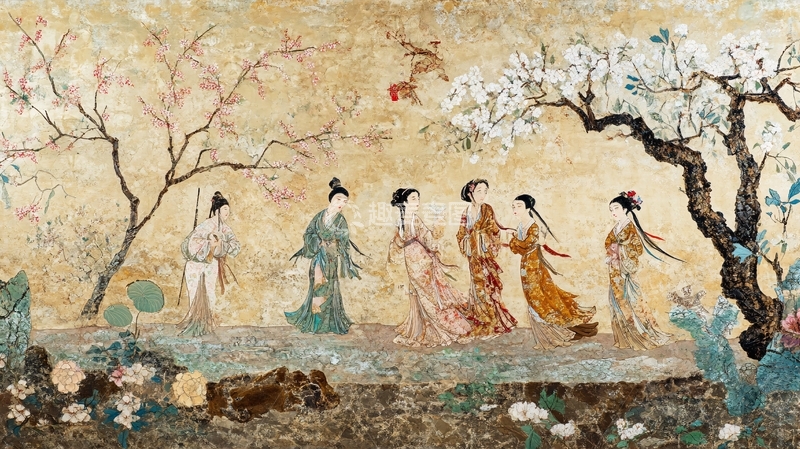 高清大图下载【趣麦麦图】桃花仕女图