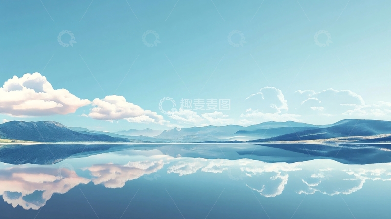 高清大图下载【趣麦麦图】插画山水湖2