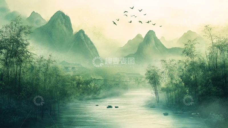 高清大图下载【趣麦麦图】山水画合成图29