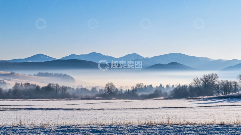 高清大图下载【趣麦麦图】雪原晨雾1