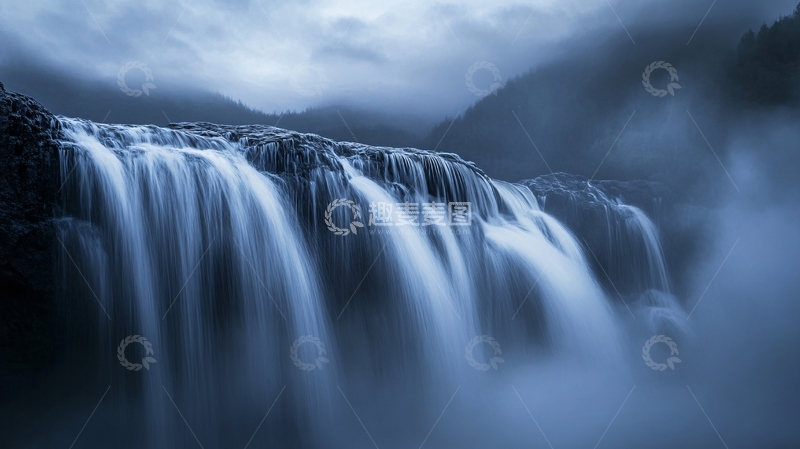 高清大图下载【趣麦麦图】慢门瀑布风景素材