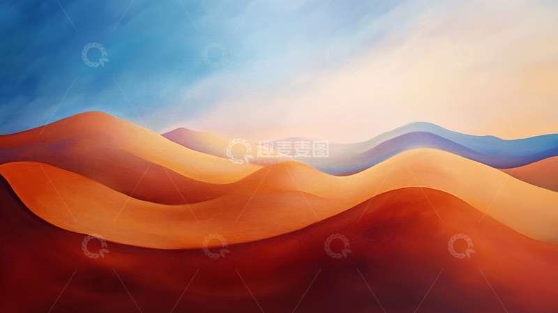 高清大图下载【趣麦麦图】七彩丹霞插画2