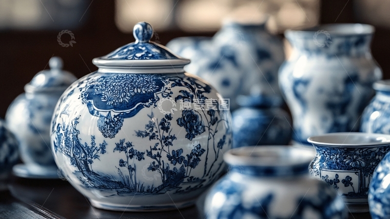 高清大图下载【趣麦麦图】青花瓷罐2