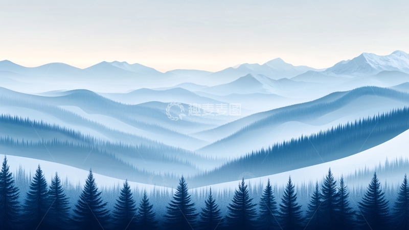 高清大图下载【趣麦麦图】蓝调远山背景26