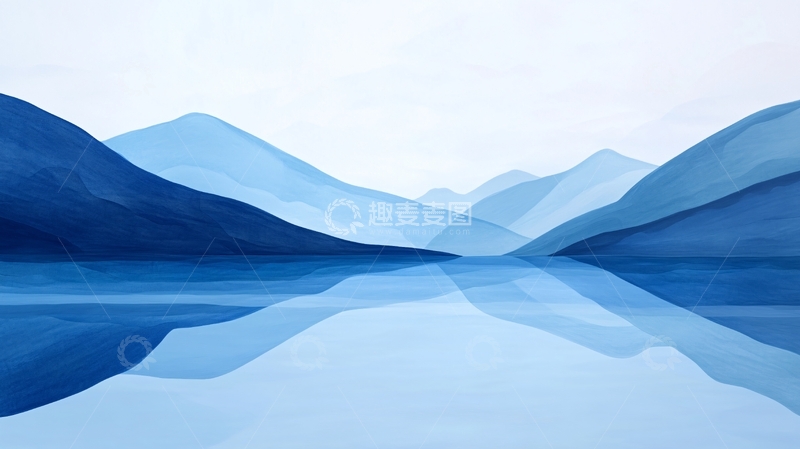 高清大图下载【趣麦麦图】质感蓝色山水8