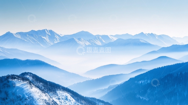 高清大图下载【趣麦麦图】蓝调远山背景27