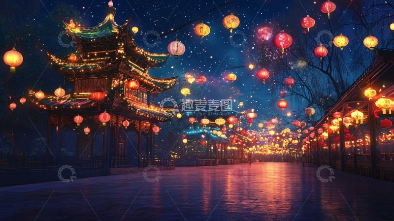 高清大图下载【趣麦麦图】灯会长廊
