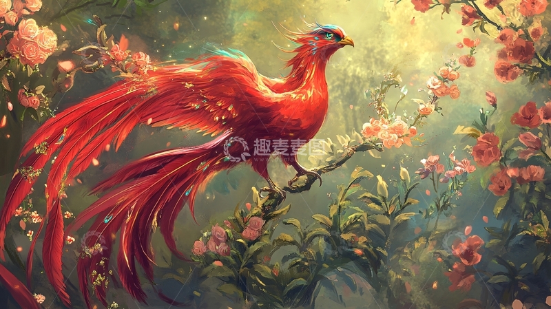 高清大图下载【趣麦麦图】凤凰朱雀插画2