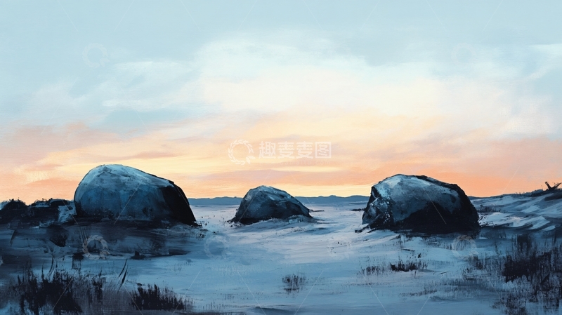 高清大图下载【趣麦麦图】荒野黄昏插画53