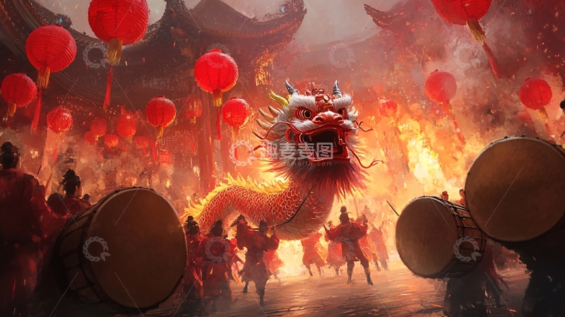 高清大图下载【趣麦麦图】舞龙舞狮壁纸8