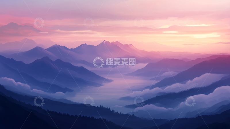 高清大图下载【趣麦麦图】意境长幅山景14