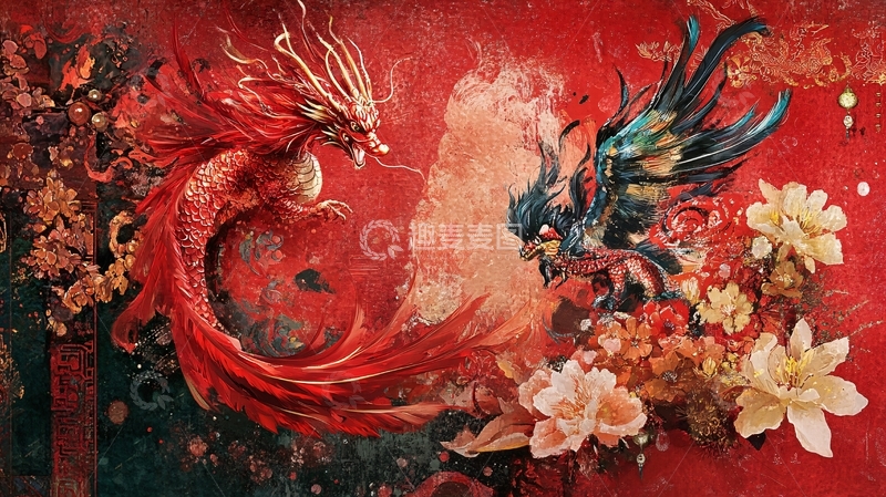高清大图下载【趣麦麦图】凤凰朱雀插画6