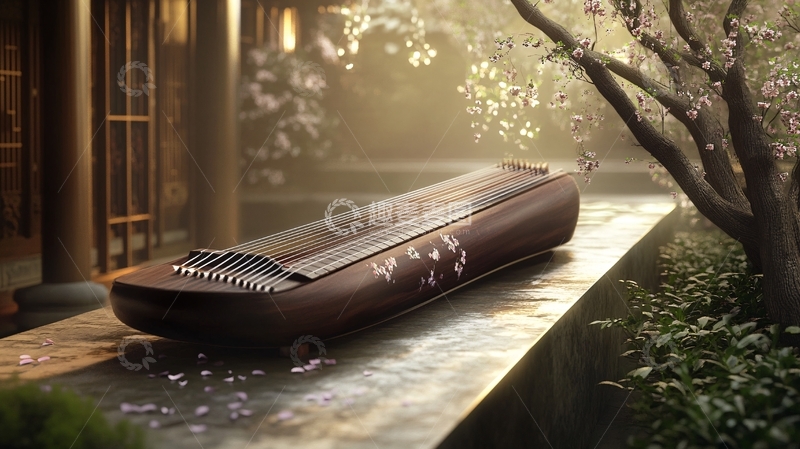 高清大图下载【趣麦麦图】古琴插画