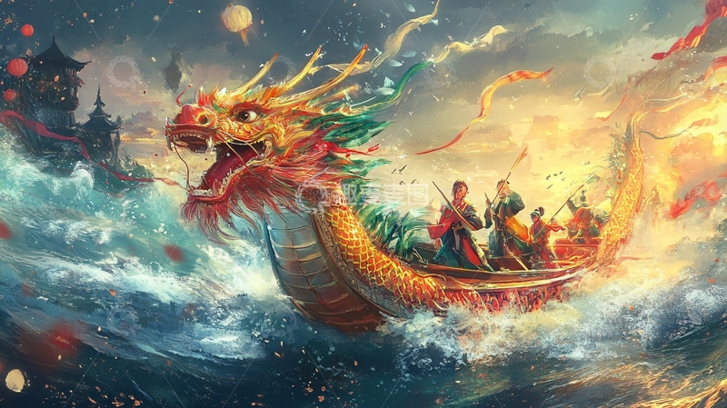 高清大图下载【趣麦麦图】端午赛龙舟古风场景1