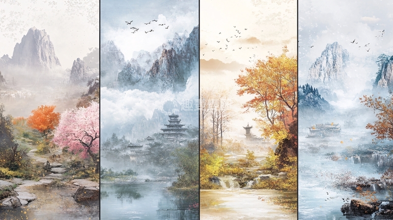 高清大图下载【趣麦麦图】意境屏条