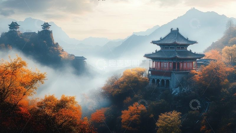 高清大图下载【趣麦麦图】山水楼阁雅致意境风9