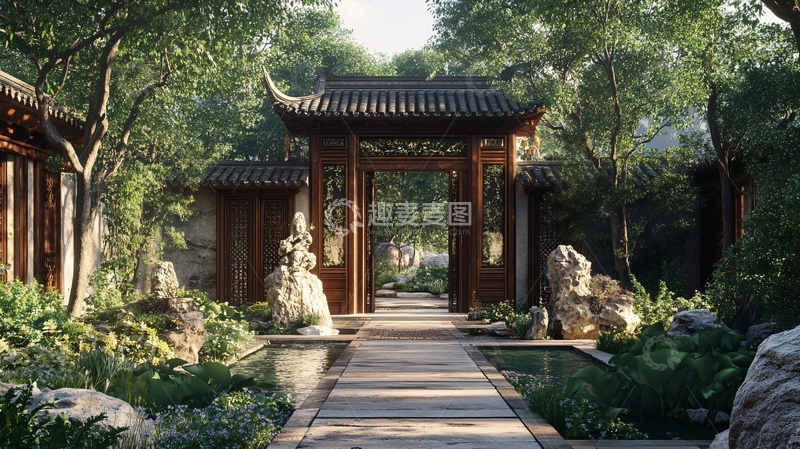 高清大图下载【趣麦麦图】中式别墅中式园林院落4