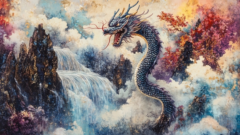 高清大图下载【趣麦麦图】龙吐水壁纸1