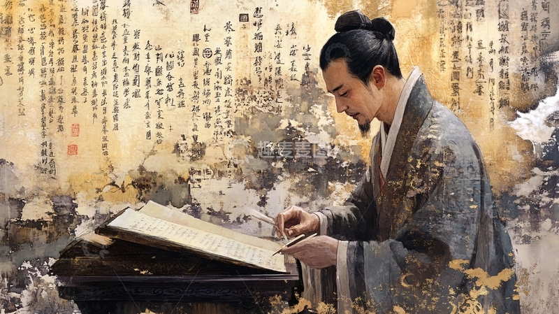 高清大图下载【趣麦麦图】书生学者吟诗作赋