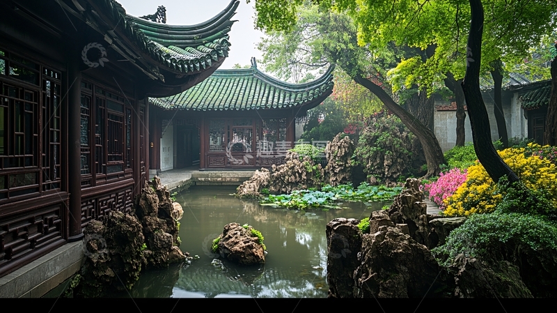 高清大图下载【趣麦麦图】江南园林亭台