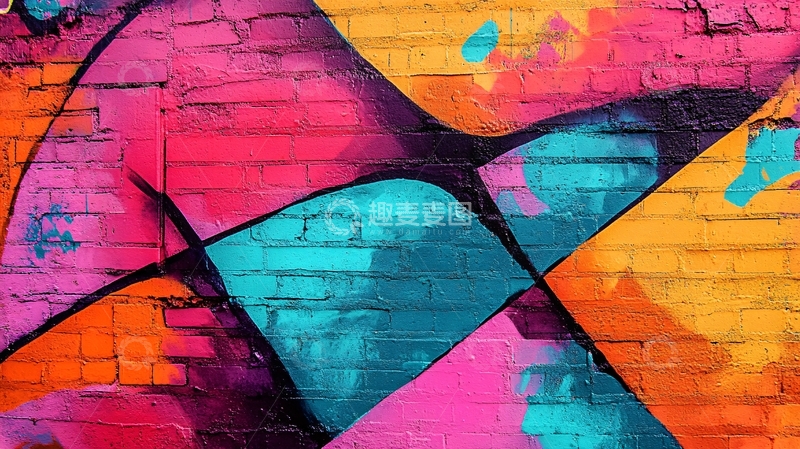 高清大图下载【趣麦麦图】炫酷涂鸦背景墙