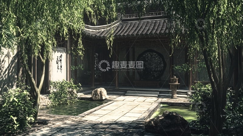 高清大图下载【趣麦麦图】影视小品庭院背景9