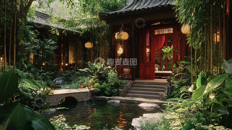 高清大图下载【趣麦麦图】中式古典庭院2