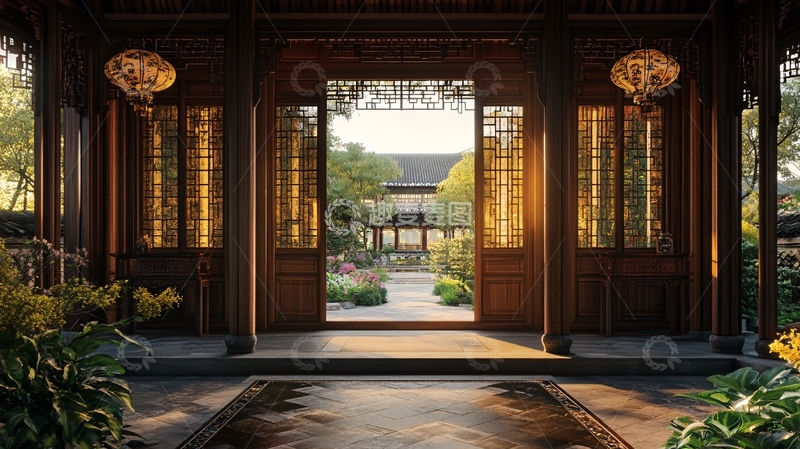 高清大图下载【趣麦麦图】中式古典门庭1