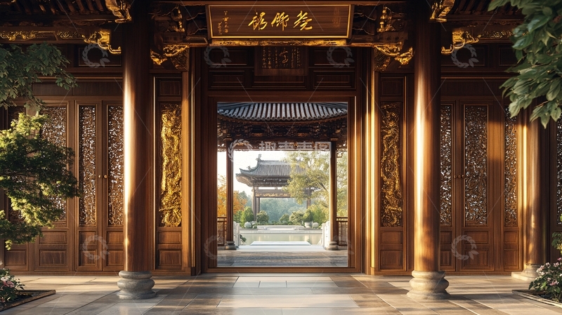 高清大图下载【趣麦麦图】中式别墅园林