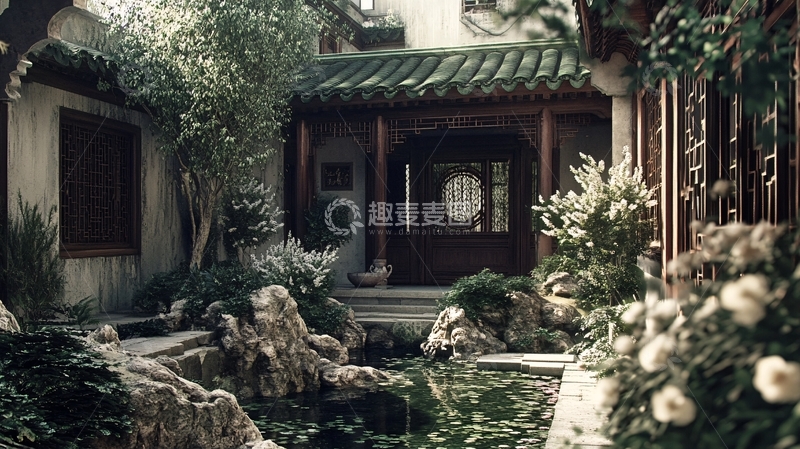 高清大图下载【趣麦麦图】影视小品庭院背景10