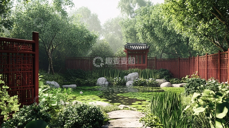 高清大图下载【趣麦麦图】新中式花园1