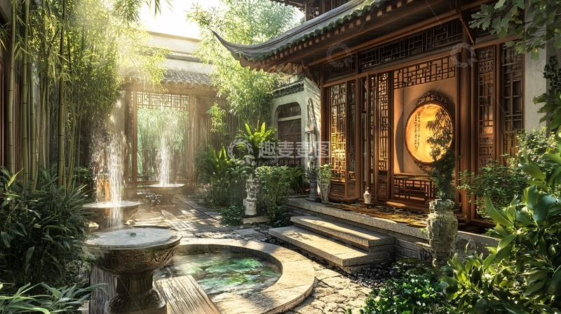 高清大图下载【趣麦麦图】高端中式庭院1