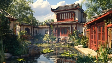 中式别墅中式园林院落5