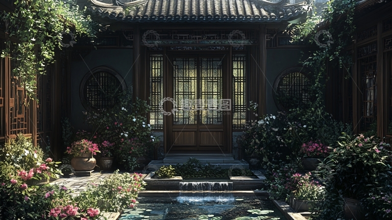 高清大图下载【趣麦麦图】影视小品庭院背景11