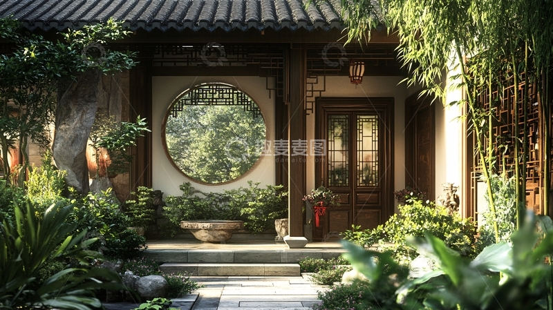高清大图下载【趣麦麦图】中式庭院门口1