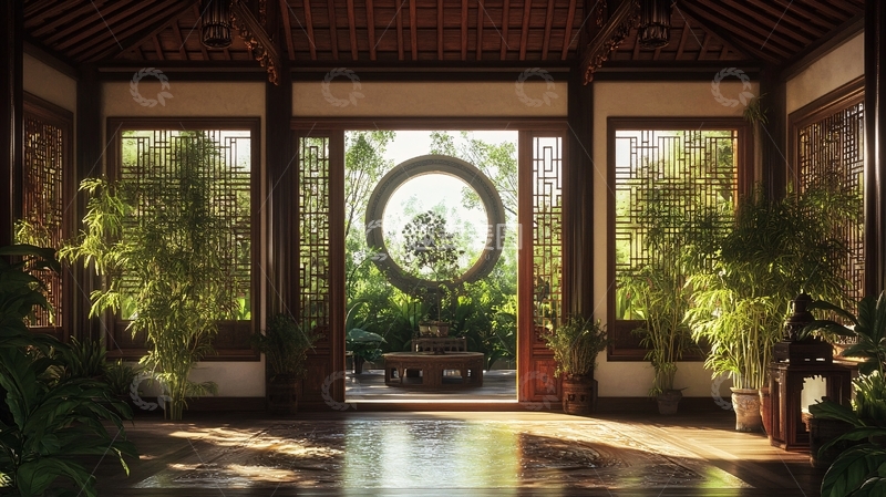 高清大图下载【趣麦麦图】中式厅院