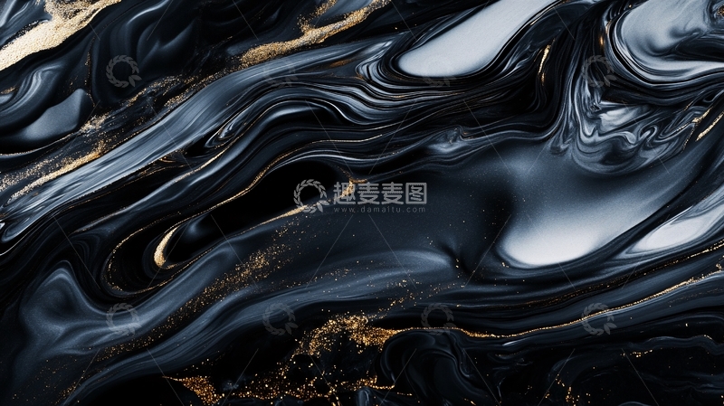 高清大图下载【趣麦麦图】蓝色流体创意抽象画7