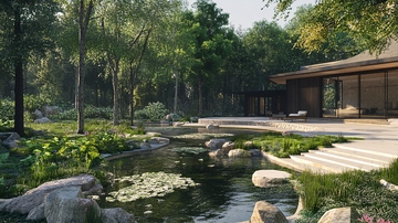 四合院假山水池