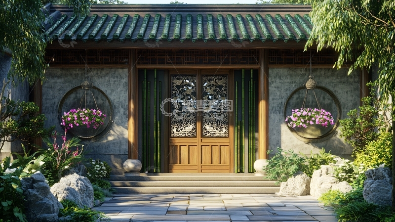 高清大图下载【趣麦麦图】中式庭院门口2