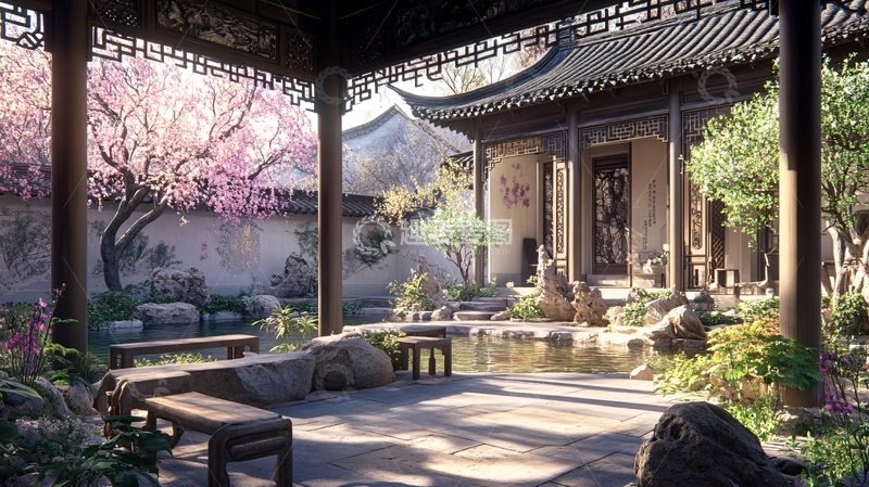 高清大图下载【趣麦麦图】中式古典庭院4