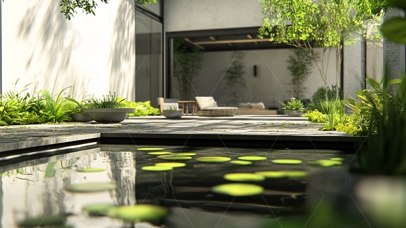 高清大图下载【趣麦麦图】现代中式庭院景观