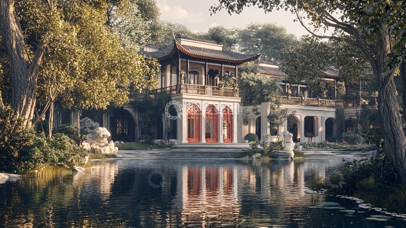 高清大图下载【趣麦麦图】新中式楼阁皇宫山水2