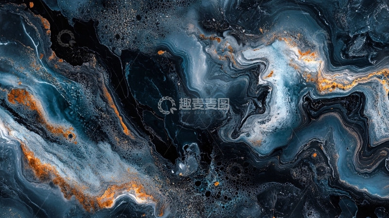 高清大图下载【趣麦麦图】蓝色流体创意抽象画9