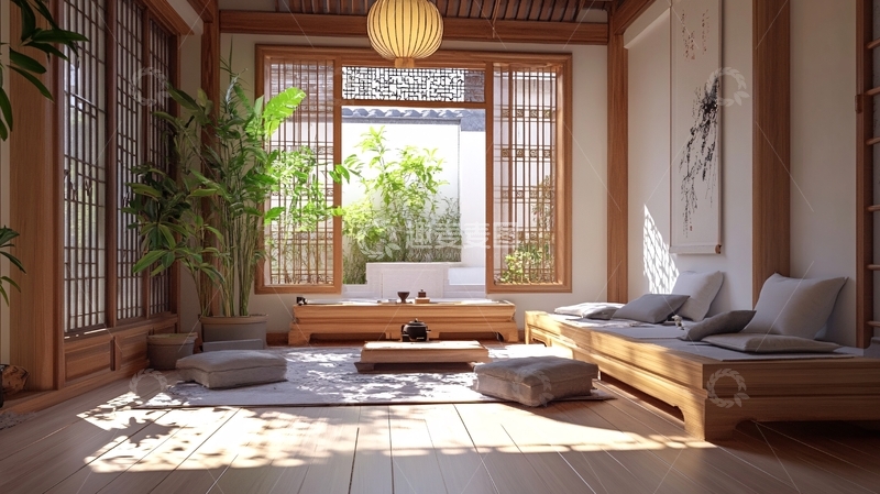 高清大图下载【趣麦麦图】日式榻榻米客厅